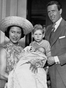 Princess Margret, the Earl of Snowdon , Viscount Linley & Lady Sarah on Lady Sarah's christening day.